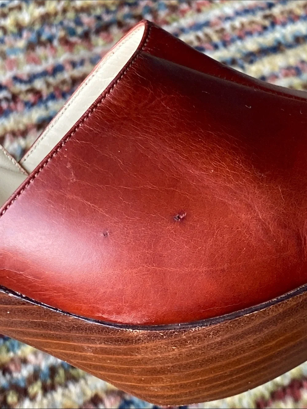 Women’s Leather Slingback Platform Heel in Rustic Red